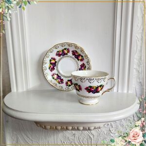 Colclough Bone China Tea Cup and Saucer with Fruit Pattern Ridgway Pottery